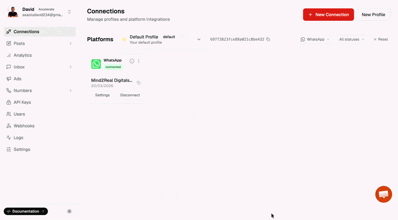 WhatsApp Business account ID in zernio
